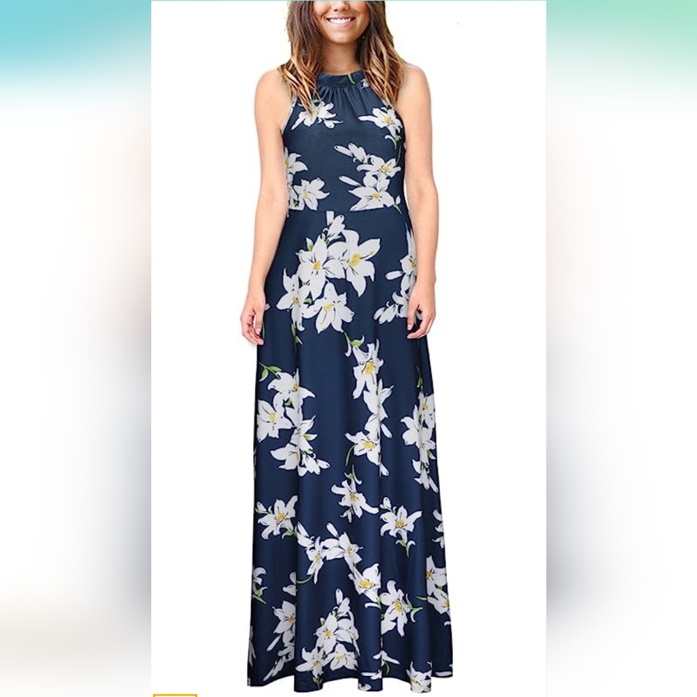Navy blue floral maxi dress